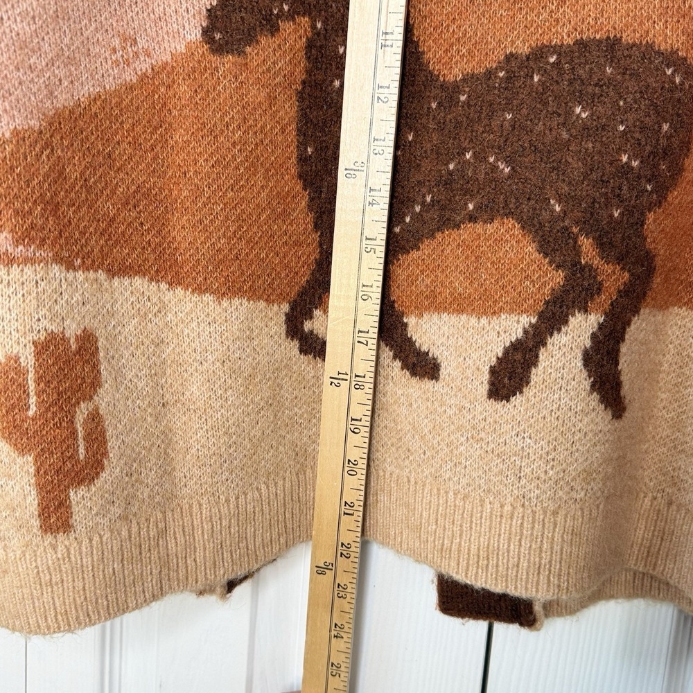 Lucky Brand Santa Fe Cactus Horse Cardigan Sweater Womens Medium Western Boho - Picture 4 of 8